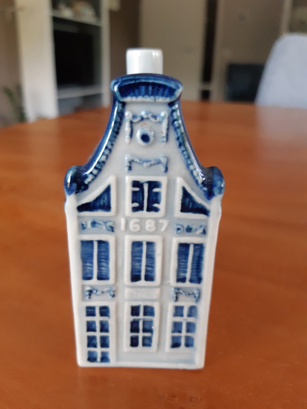 Vroeg klm/Rynbende huisje nr 13 in grijze klei gebakken, Verzamelen, Ophalen of Verzenden, Zo goed als nieuw, Gevuld