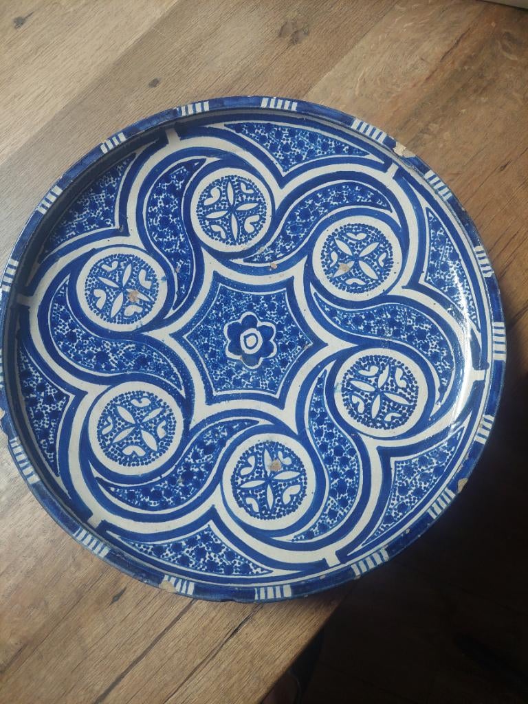 Marrokaans bord handgeschilderd keramiek, Ophalen of Verzenden