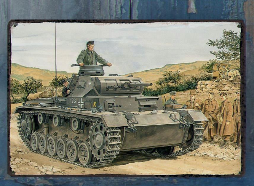 Panzerkampfwagen III Duitse Tank Metalen Wandbord Poster, Verzamelen, Militaria | Tweede Wereldoorlog, Verzenden, Duitsland, Overige typen