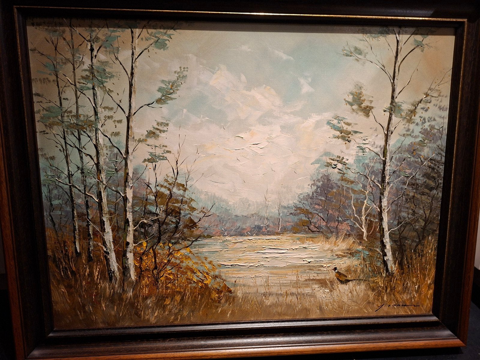 Schilderij Jan van Amerongen - Landschap met water, Ophalen, Doek, Impressionistisch, Gesigneerd