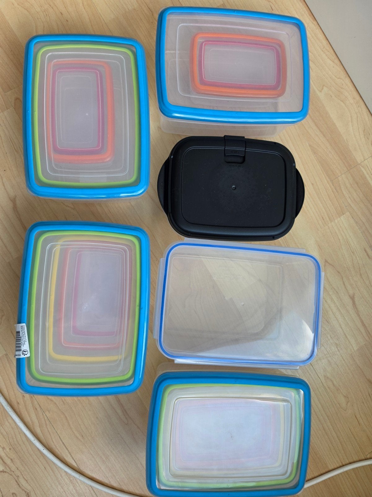 Grote set vershoudbakjes – stapelbaar, BPA vrij, Huis en Inrichting, Keuken | Tupperware, Ophalen, Gebruikt, Overige kleuren, Bewaardoos