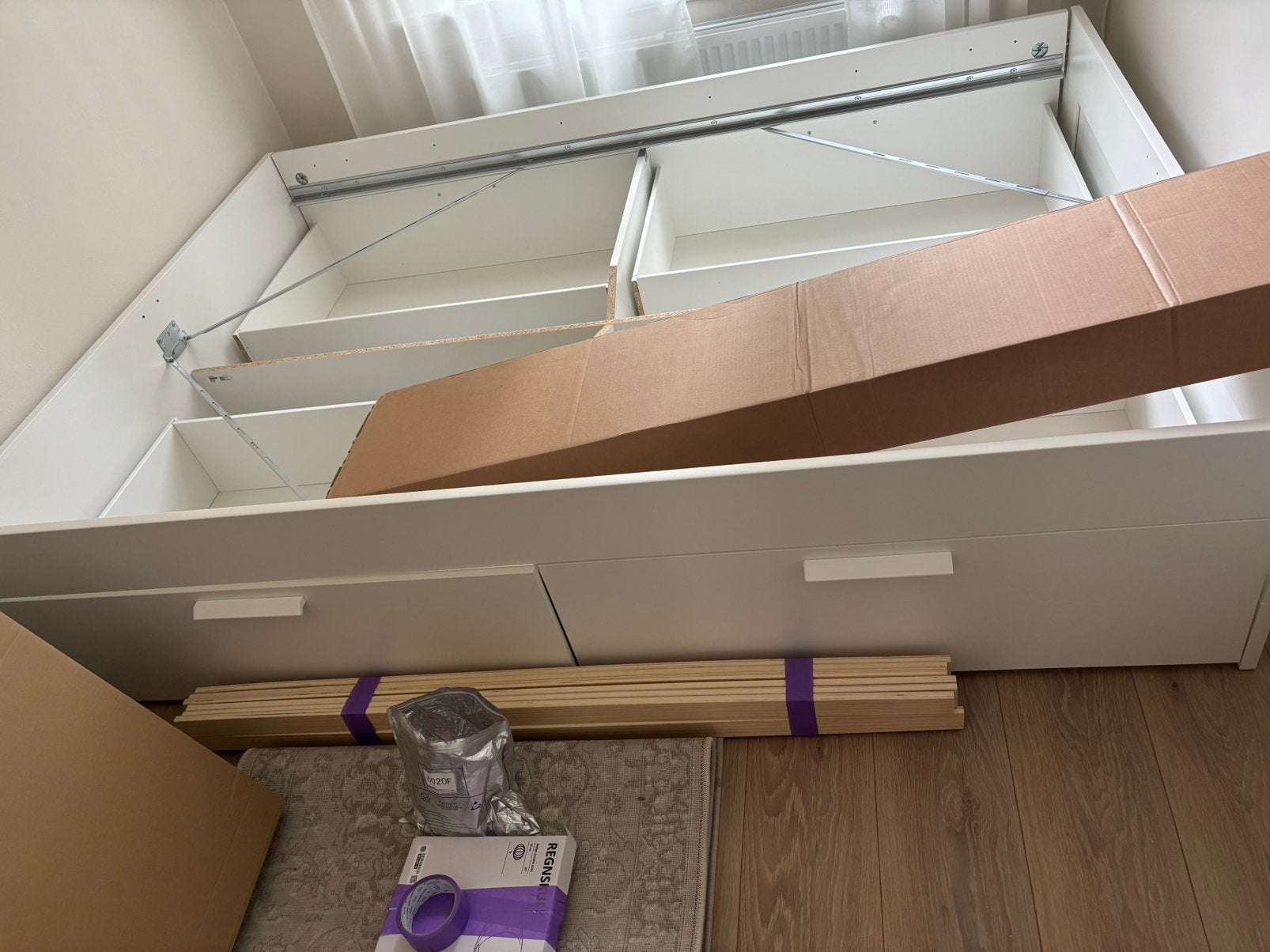 Brimnes bed frame Ikea, Ophalen, Wit, Tweepersoons, 140 cm