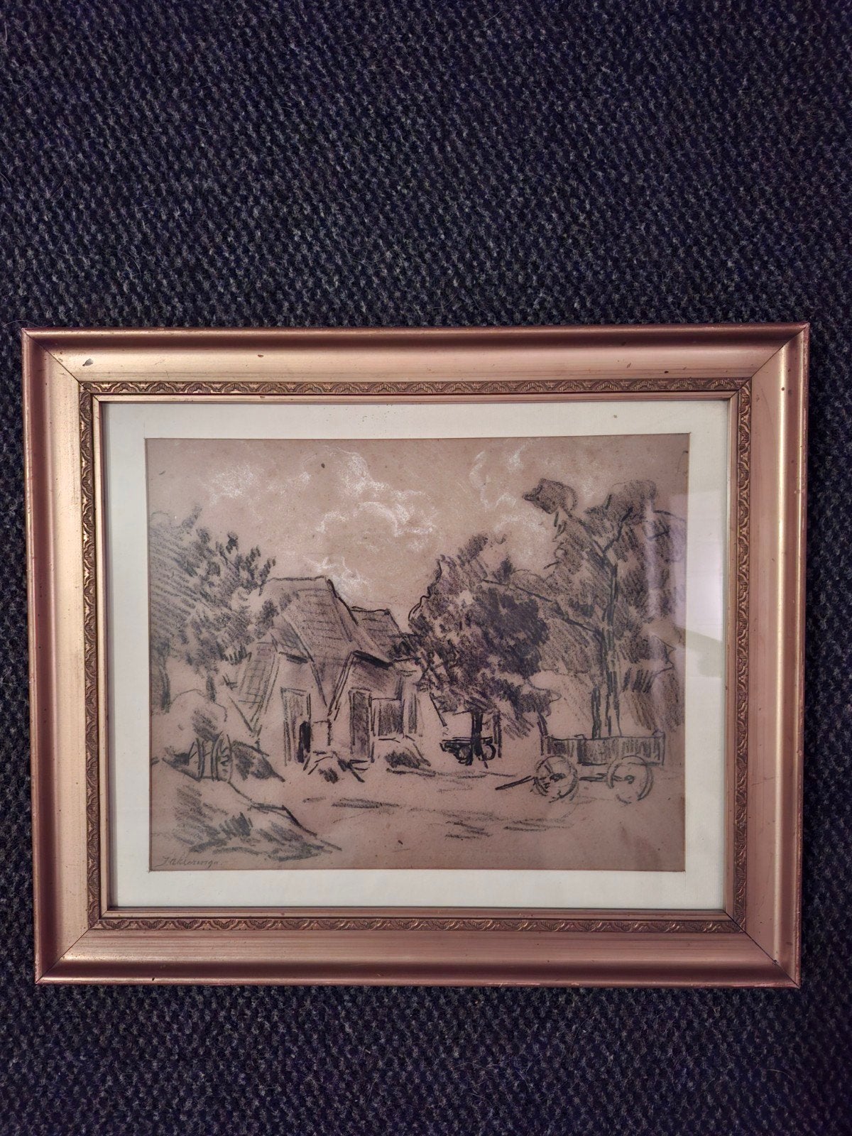 J.Akkeringa., Antiek en Kunst, Kunst | Tekeningen en Foto's, Ophalen of Verzenden, Tekening, Houtskooltekening, Gesigneerd