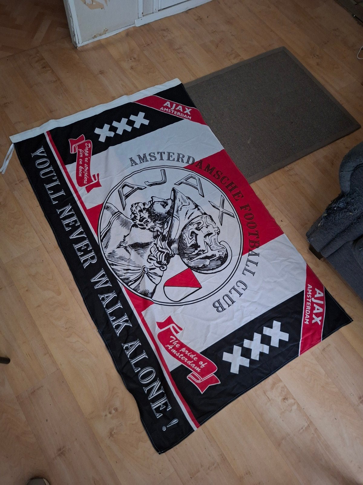 Ajax Amsterdam spandoek/vlag - You'll Never Walk Alone, Ophalen of Verzenden
