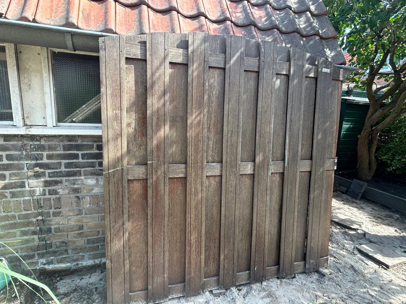 Twee stuks hardhout tuin scherm schutting deel 180 x 180, Ophalen, 1 tot 2 meter, Minder dan 3 meter, Zo goed als nieuw