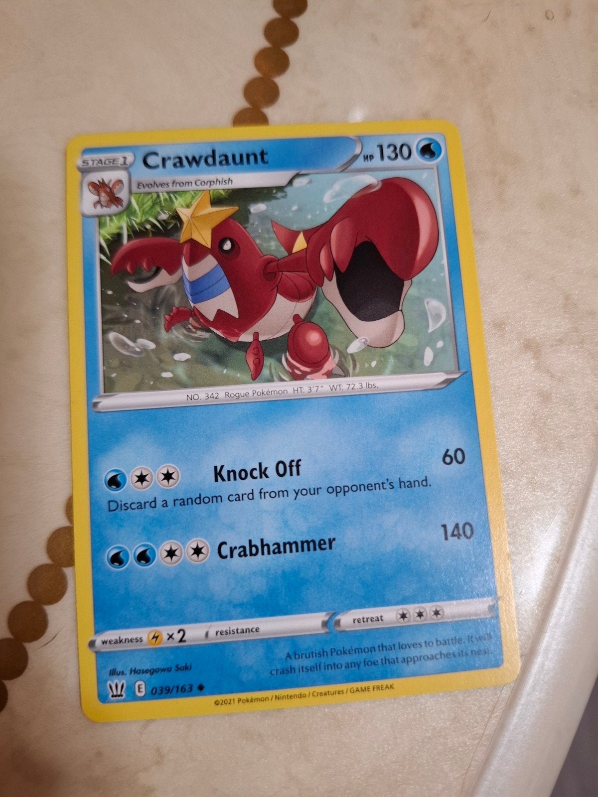 Pokémon Kaart Crawdaunt 039/163 E - Zeldzaam, Ophalen of Verzenden, Zo goed als nieuw, Losse kaart