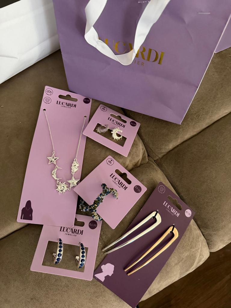 Lucardi Sieradenset: Ketting, Oorbellen & Haarspelden, Ophalen of Verzenden, Nieuw, Zilver, Overige materialen