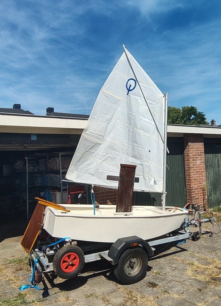 Optimist, wegtrailer, 2x strandtrailer, 2x zeil, etc, Ophalen, Gebruikt, Grootzeil, Minder dan 15 m²