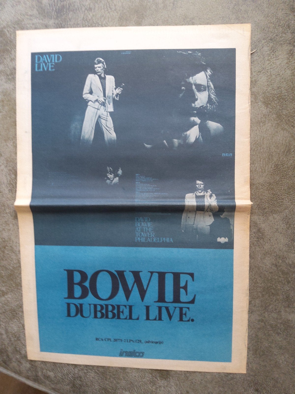 Bowie: Promo DAVID BOWIE LIVE PHILADELPHIA  A3 formaat, Ophalen of Verzenden, Zo goed als nieuw, Poster, Artwork of Schilderij