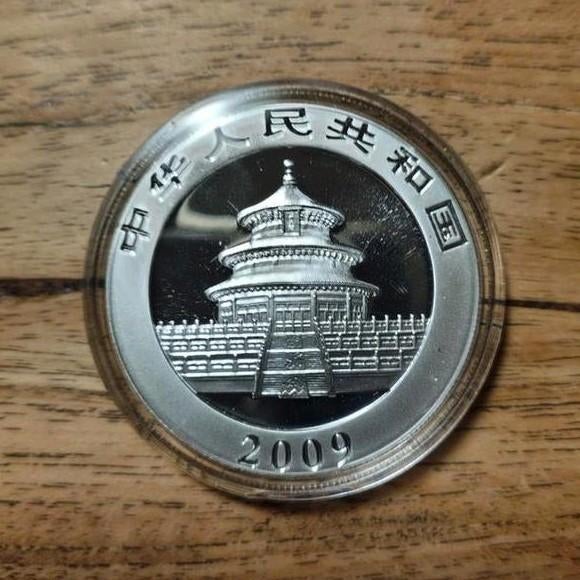 Chinese Panda zilveren munt 1 Oz zilver 2009 oplage 600.000, Ophalen of Verzenden, Zilver