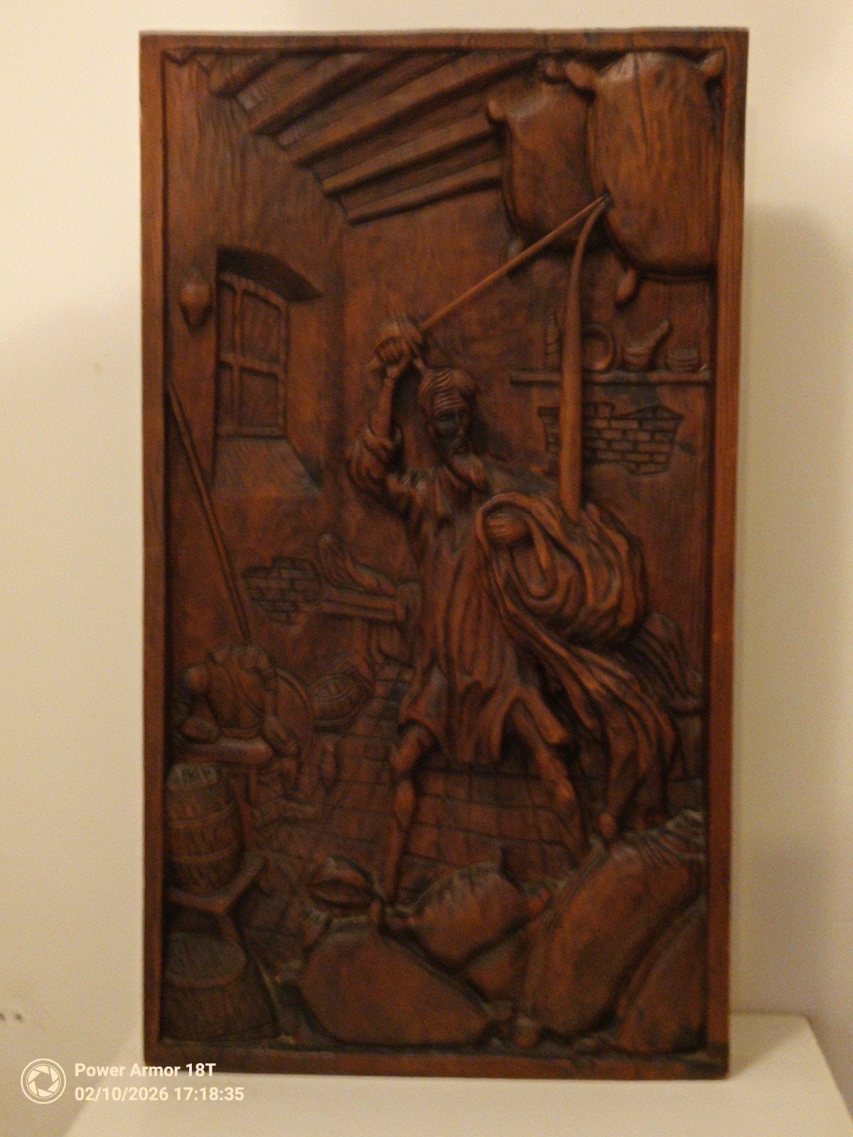 Massief Eiken Houten Wandpaneel - Don Quichot, Antiek en Kunst, Houtsnijwerk, Ophalen of Verzenden, Handgemaakt, Hout