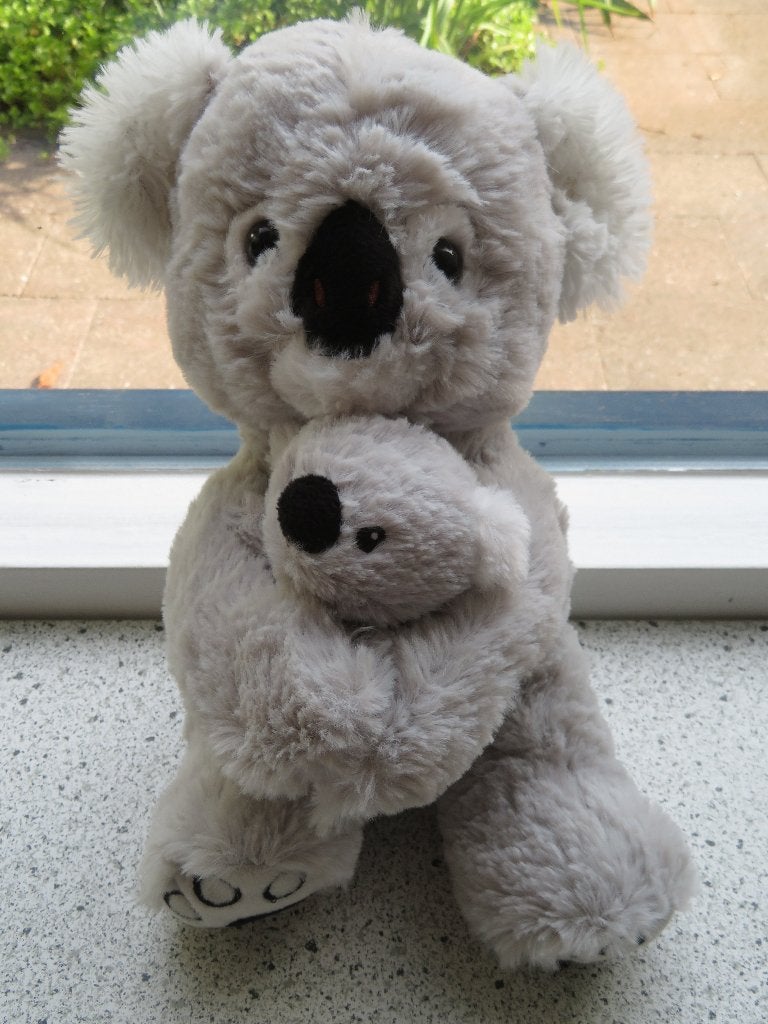 Koalabeer koala beer met jong merk Evora klittenband aan de, Beer, Grijs, Ophalen of Verzenden, Zo goed als nieuw
