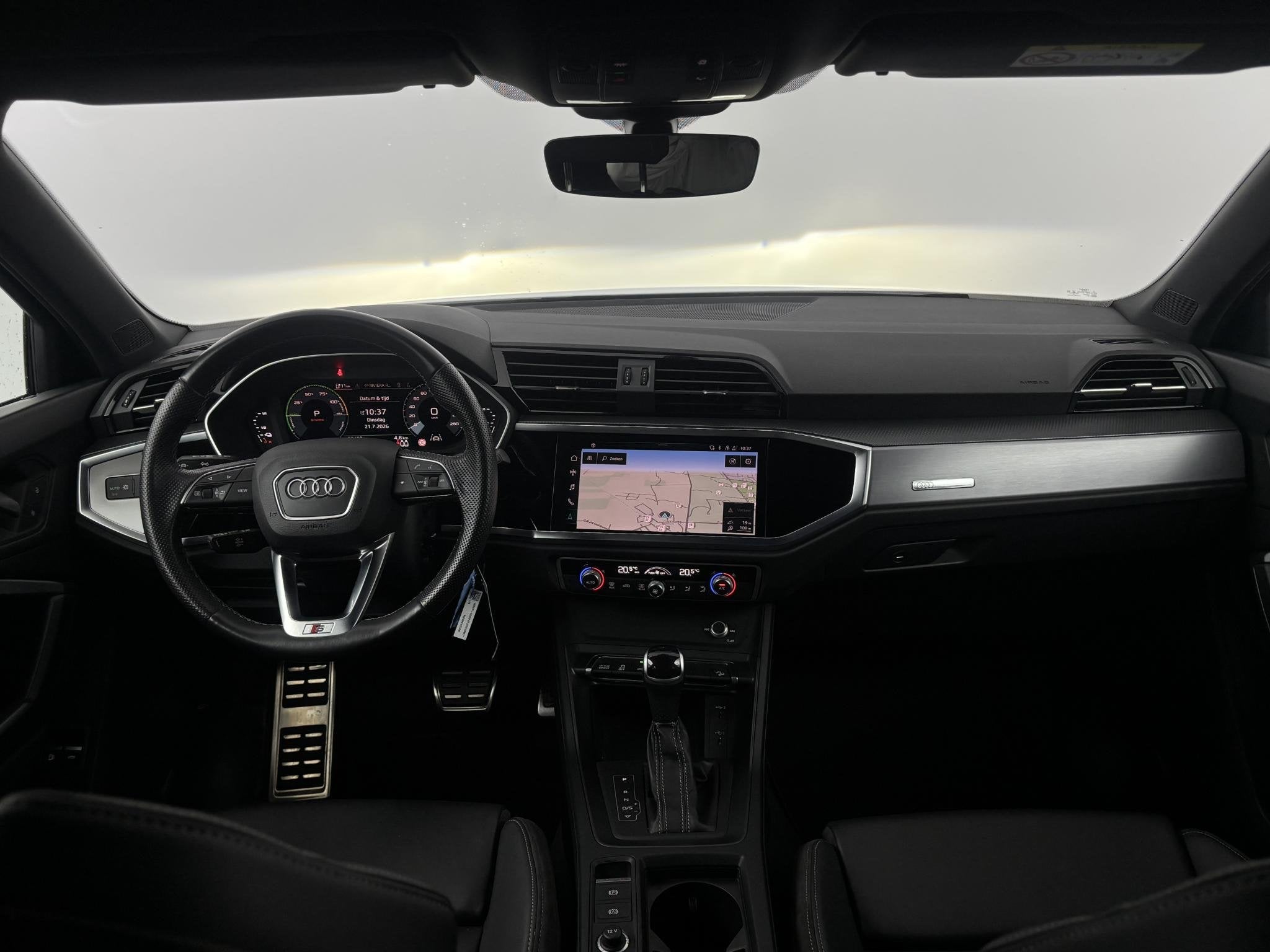 Audi Q3 Sportback 45 TFSI e S Edition | Leder | S-Line | Cam, Auto's, Gebruikt, Met garantie (alle), Leder en Stof, Wit