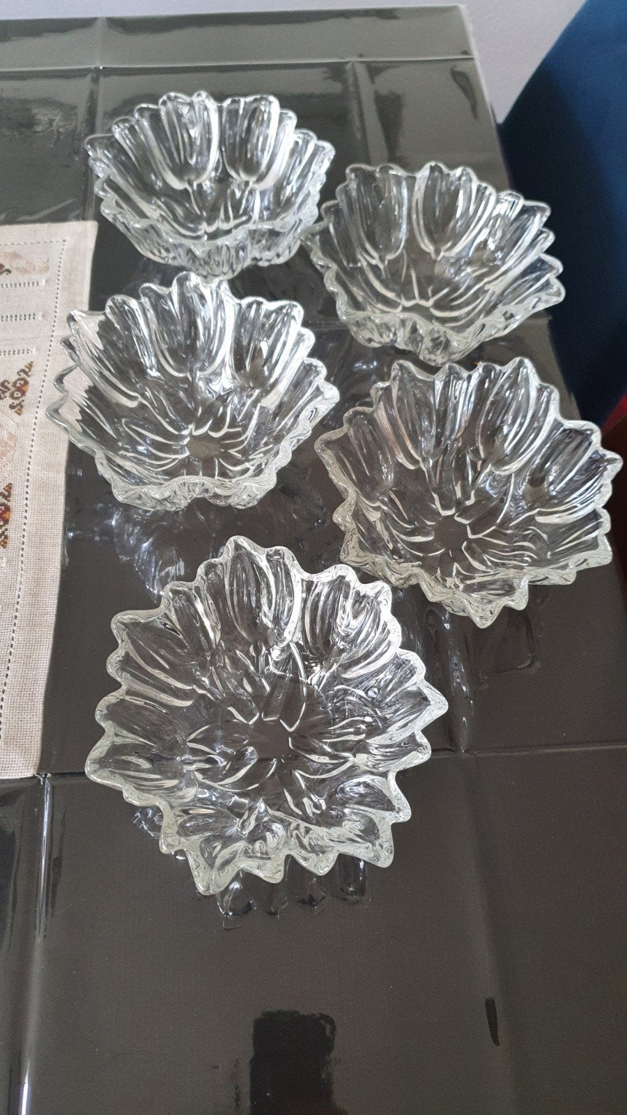 5x glazen schaal, Ophalen, Zo goed als nieuw