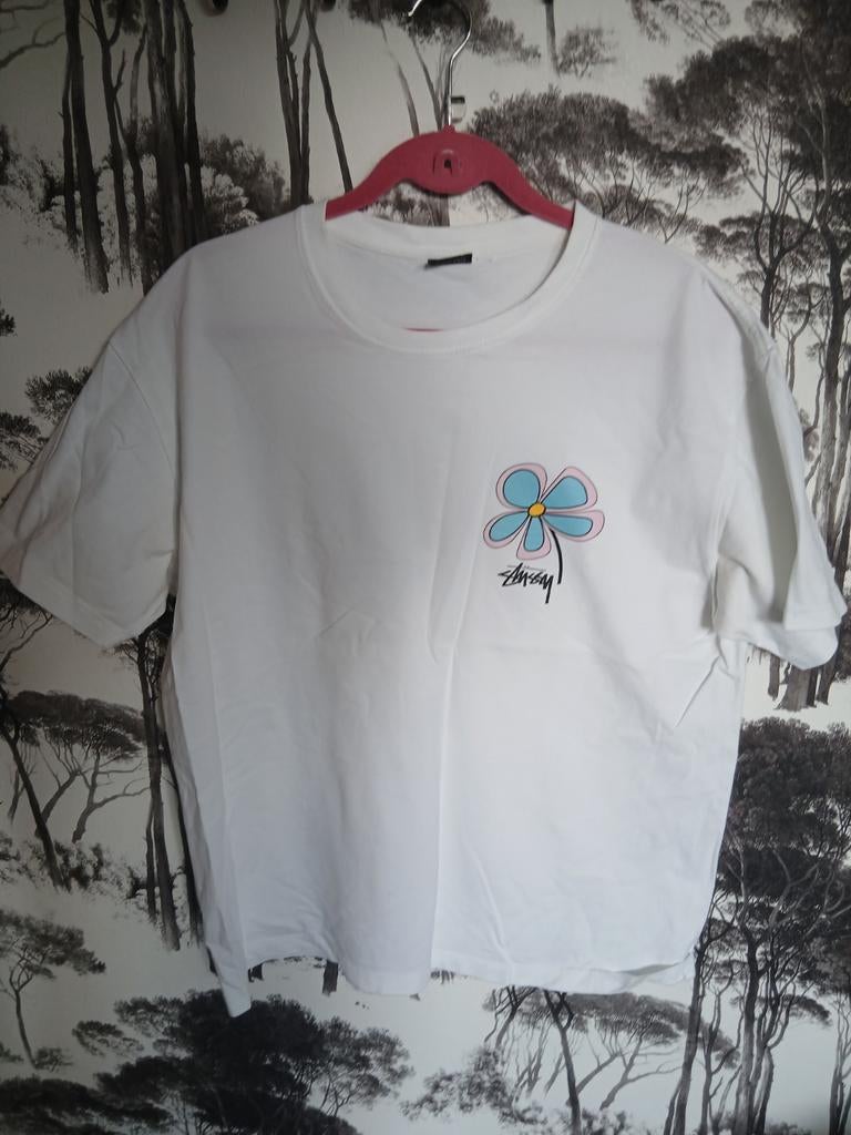 Stussy T-shirt met bloemenprint - Maat L, Kleding | Dames, Ophalen, Wit, Maat 42/44 (L), Zo goed als nieuw