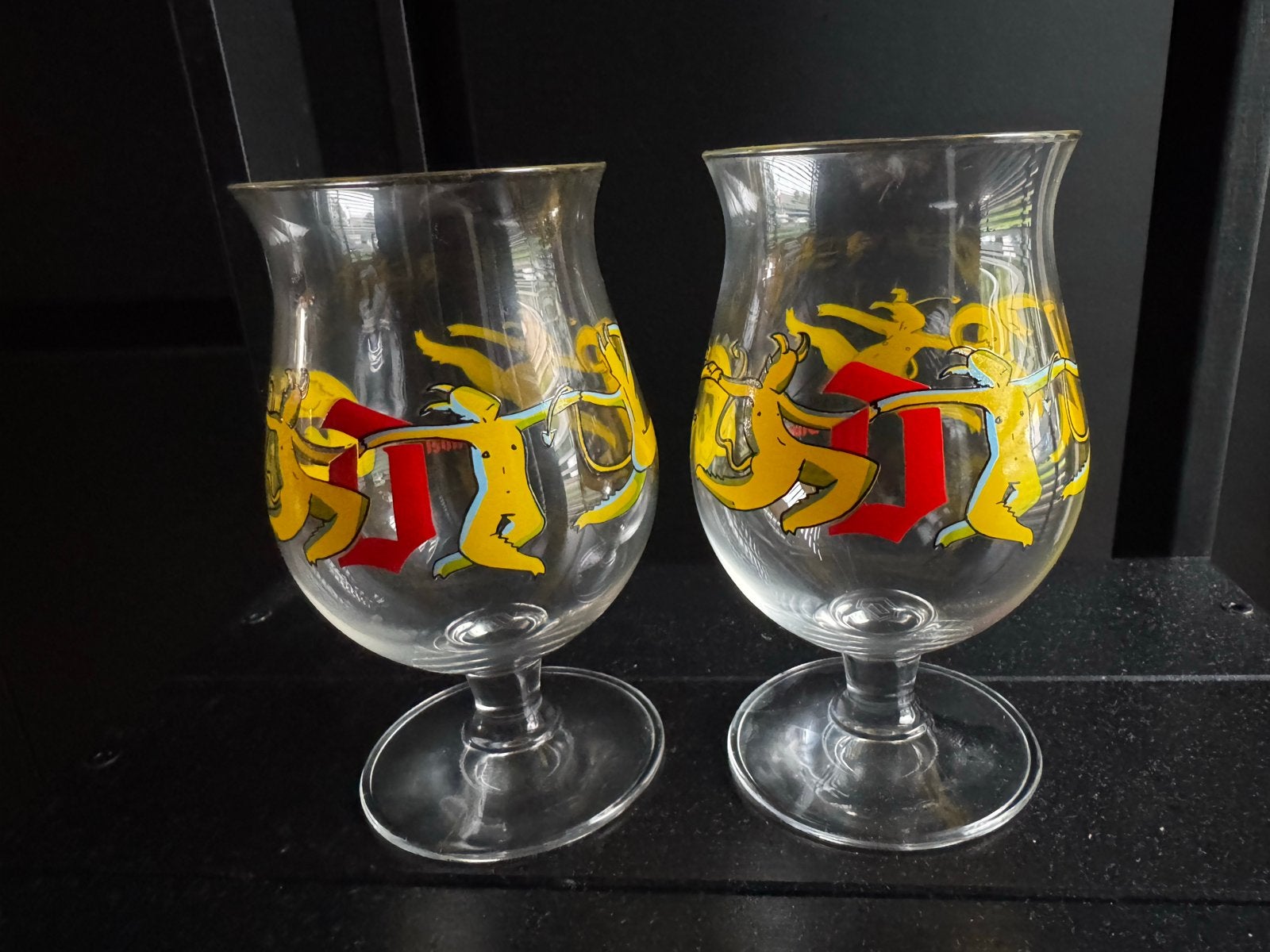 Set van 2 Duvel glazen met iconische opdruk, Ophalen of Verzenden, Zo goed als nieuw