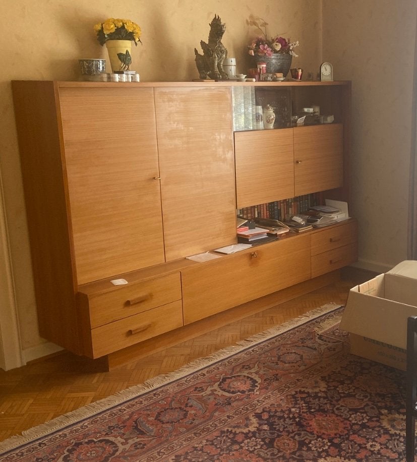 Vintage wandkast jaren 60, Huis en Inrichting, Kasten | Wandmeubels, Ophalen, Overige materialen, Met deur(en), Zo goed als nieuw