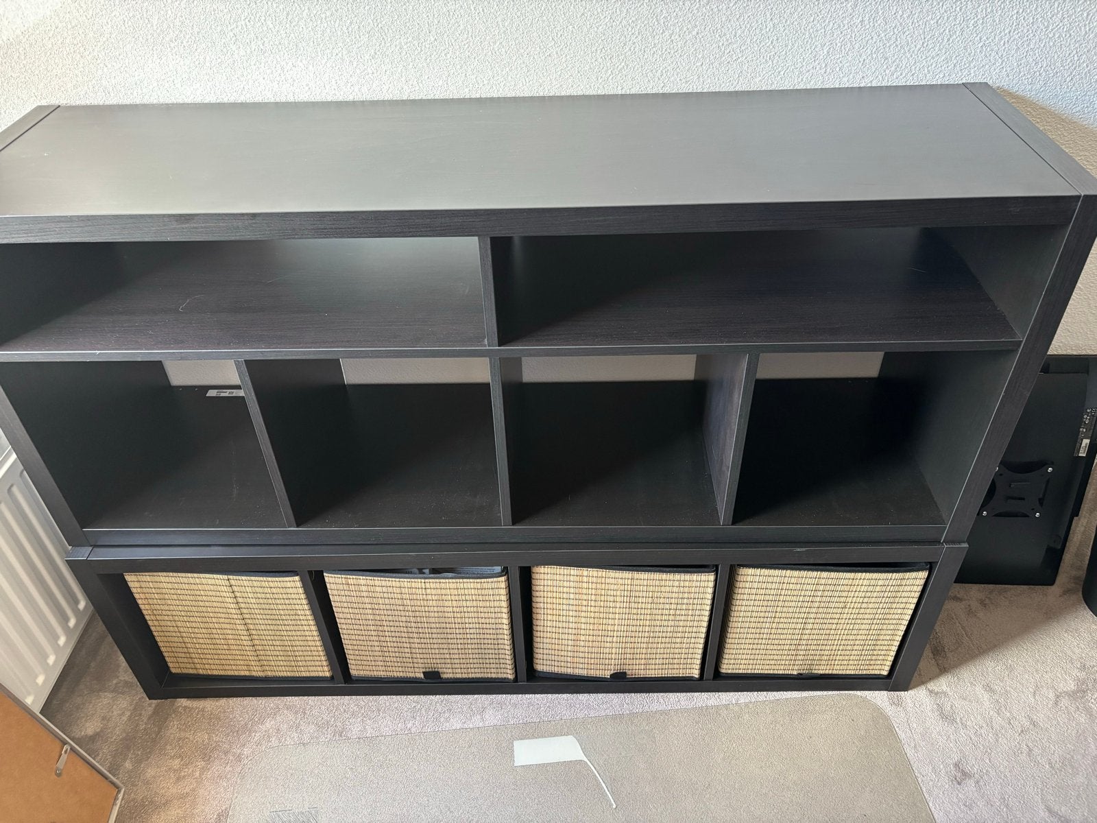 IKEA KALLAX TV-meubel/open kast, zwartbruin, Ophalen, Gebruikt, 100 tot 150 cm, 25 tot 50 cm