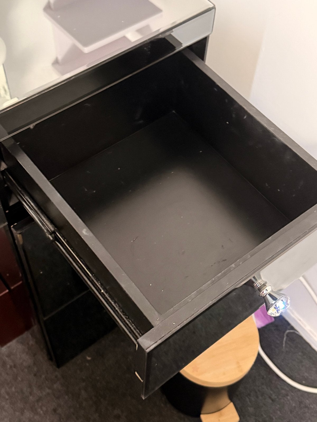 Zwarte kaptafel met spiegel en verlichting, Ophalen, Gebruikt, 100 tot 150 cm, 50 tot 100 cm