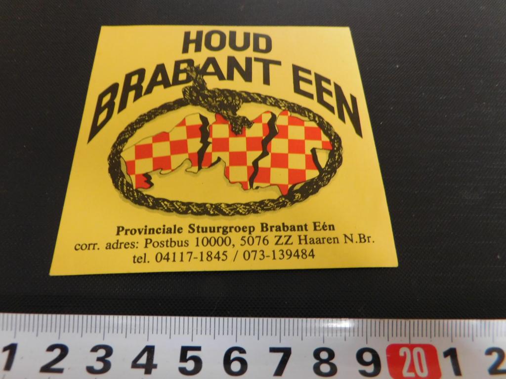 sticker houd brabant een - prov stuurgroep brabant één, Ophalen, Zo goed als nieuw