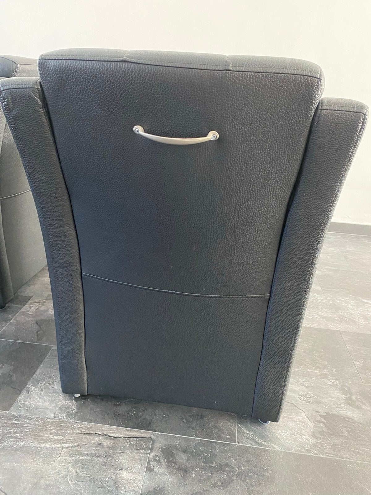 Zwarte kunst leer eetkamerstoelen - 4 stuks, Ophalen, Gebruikt, Zwart, Leer