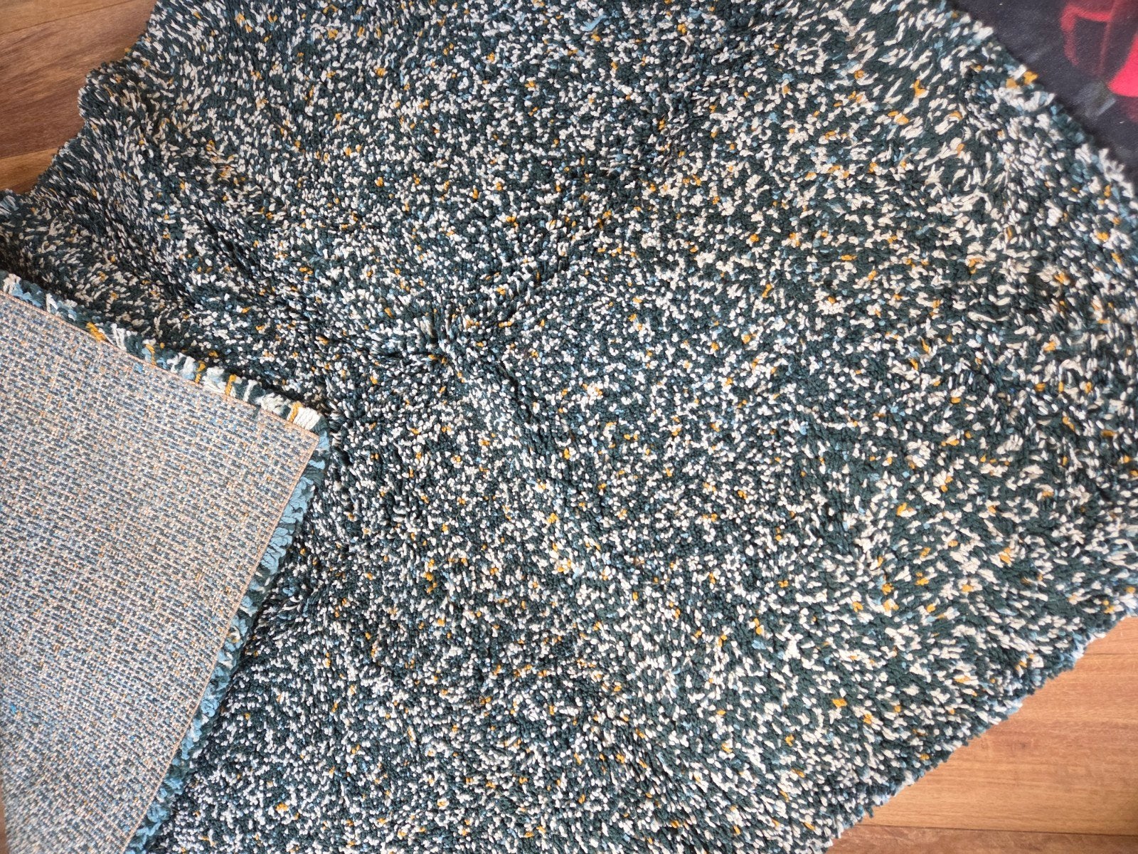 IKEA VINDUM Vloerkleed Groen/Wit/Geel 133x180 cm, Ophalen, Gebruikt, 100 tot 150 cm, 150 tot 200 cm