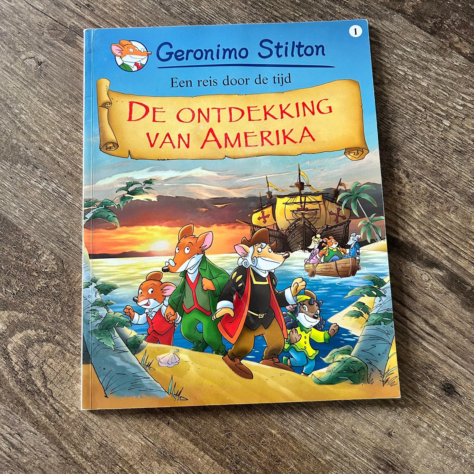 Geronimo Stilton – Een reis door de tijd 1: Amerika, Boeken, Eén stripboek, Ophalen of Verzenden, Gelezen