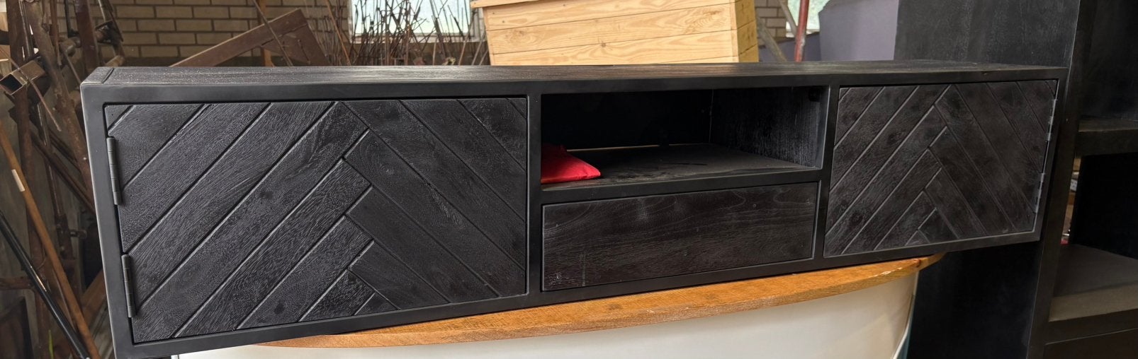 Zwevend TV-meubel Visgraat 160 cm – Nu slechts €200!, Huis en Inrichting, Ophalen, 150 tot 200 cm, Nieuw, Minder dan 100 cm
