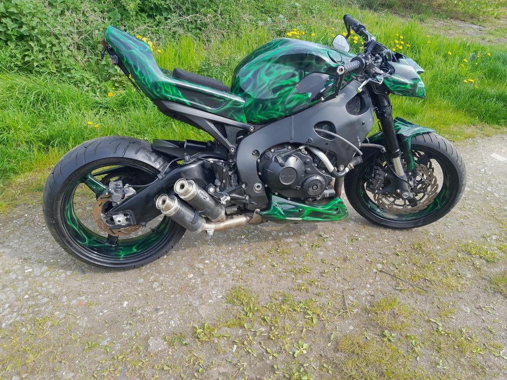 Unieke Custom Streetfighter - Groen Vlammen Design, Ophalen of Verzenden, Gebruikt