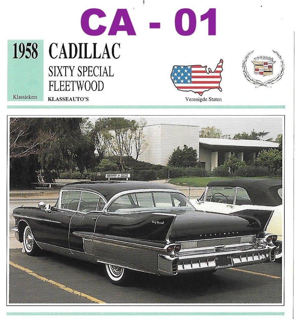 Ca1 Autokaart Cadillac Sixty Special Fleetwood ( 1958 ), Ophalen of Verzenden, Zo goed als nieuw, Auto's