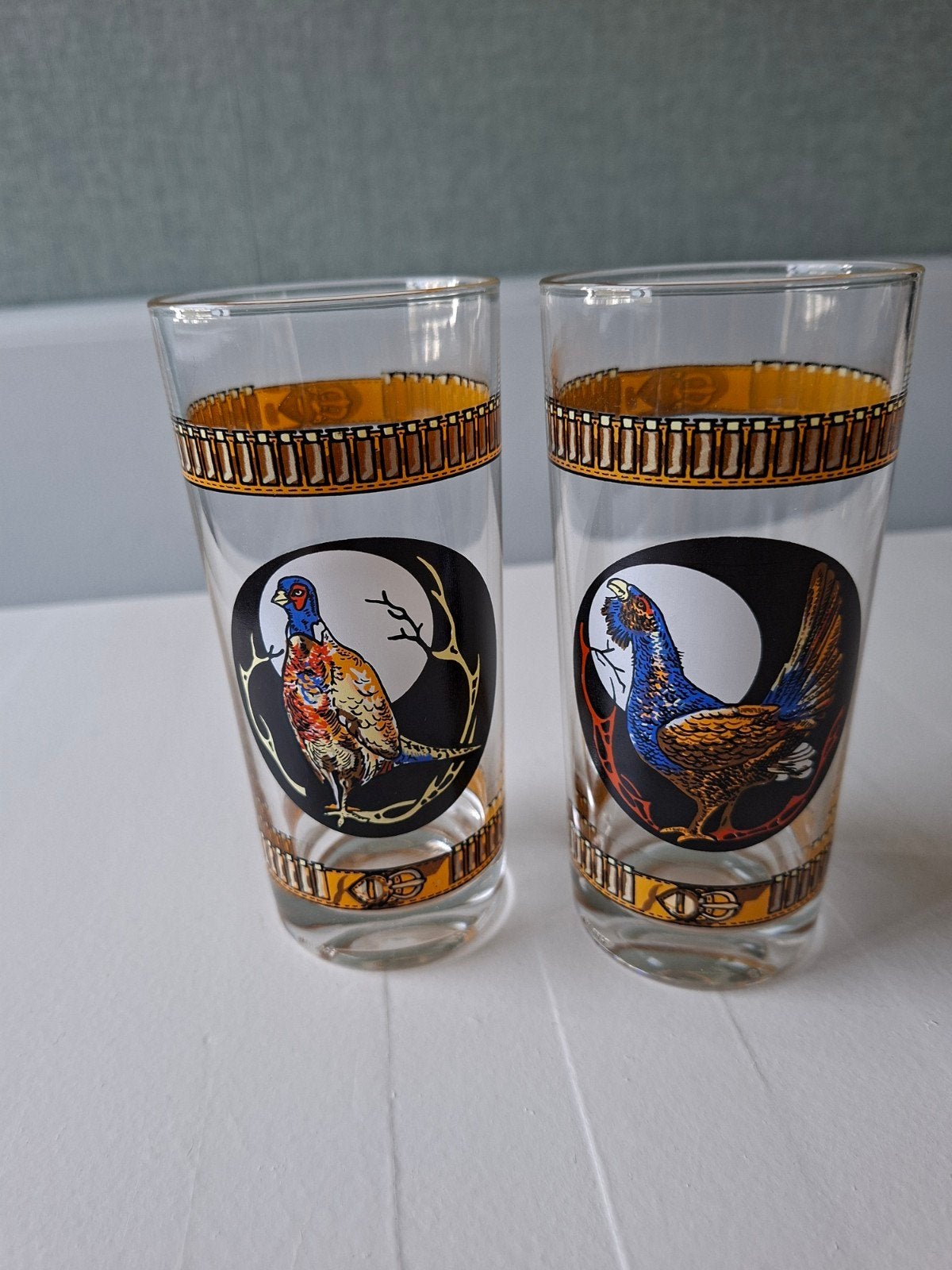 2 vintage longdrinkglazen (fazant), Ophalen of Verzenden, Overige typen