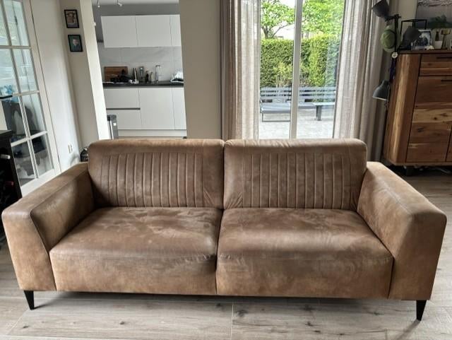 3 zits microleder bank 'Bandido', kleur cognac, Ophalen, Overige materialen, Gebruikt, Driepersoons