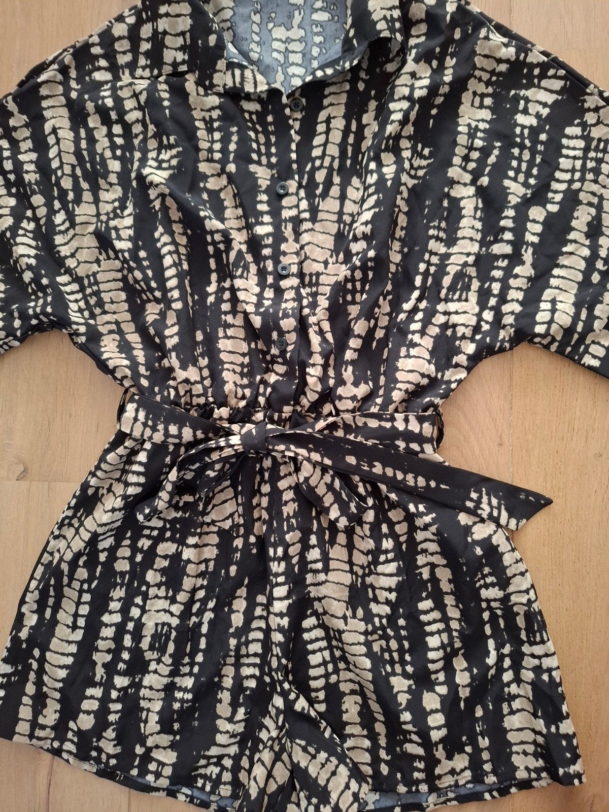 Zwart/Zand Jumpsuit Maat S, Kleding | Dames, Jumpsuits, Ophalen of Verzenden, Zo goed als nieuw, Maat 36 (S), Zwart