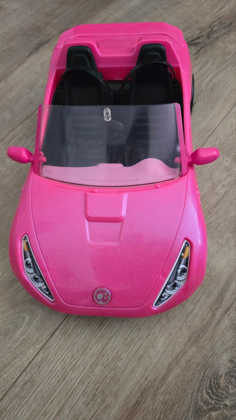 Roze 2 zits Barbie auto, met open dak, cabriolet, Ophalen
