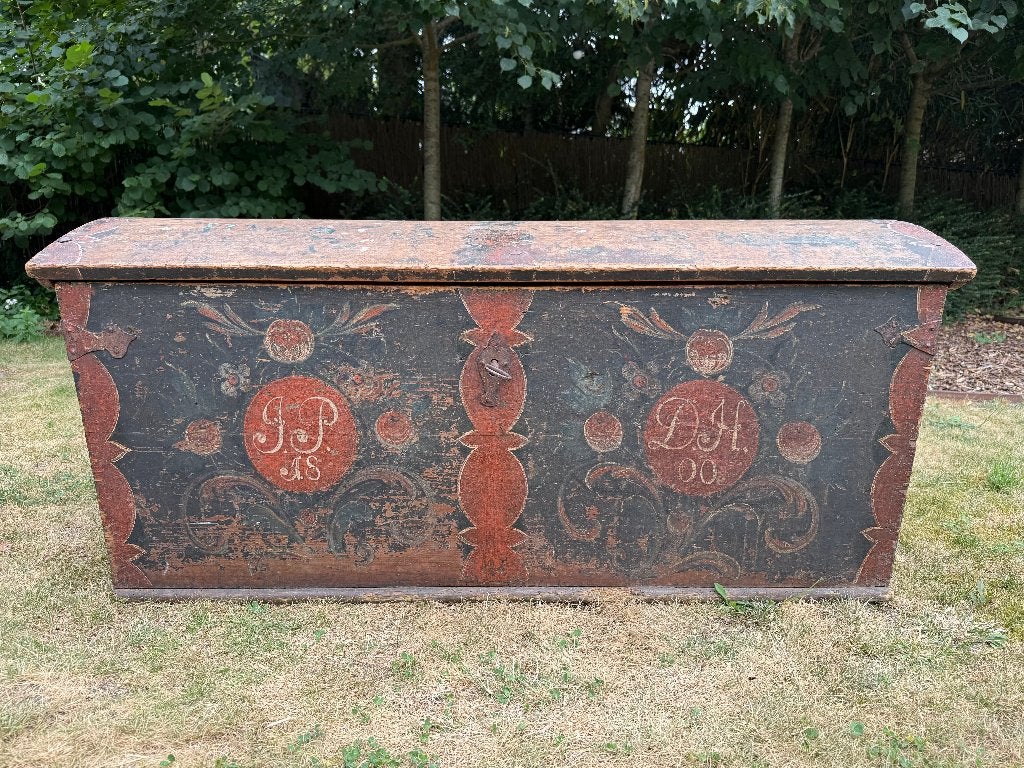 Antieke originele 19de eeuwse volkskist, Ophalen, 50 – 75, Gebruikt, 100 tot 150 cm