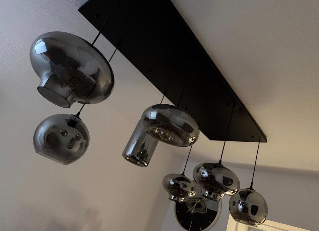 Hanglamp smoke glas 7 lichts, Ophalen, Zo goed als nieuw, Glas
