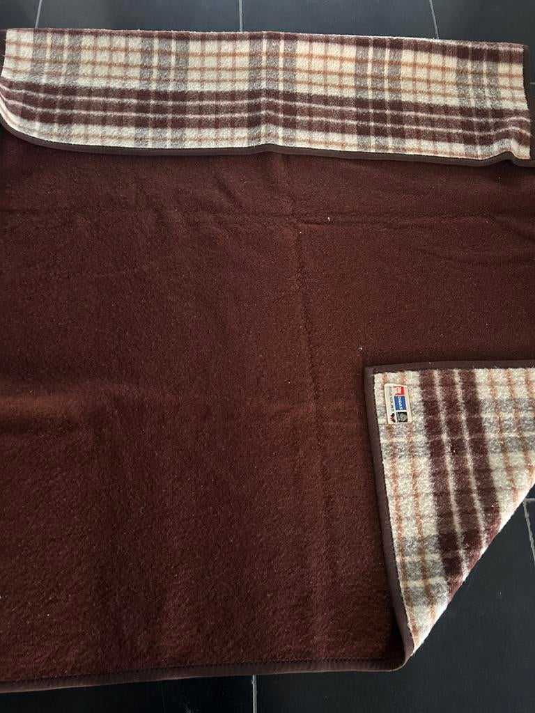 Didas zuiver wol deken scheerwol bruin ruit 155 x 210, Ophalen, Zo goed als nieuw