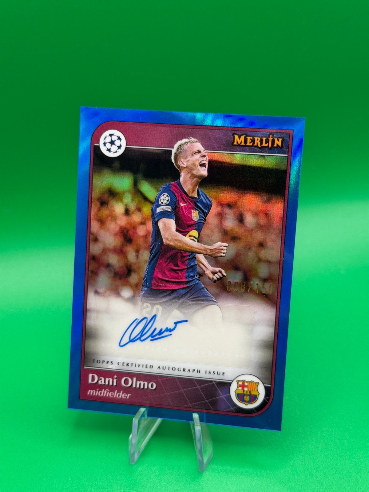 2024-25 Topps Merlin Dani Olmo 008/150 auto #AU-DO Barcelona, Ophalen of Verzenden, Zo goed als nieuw, Buitenlandse clubs, Poster, Plaatje of Sticker