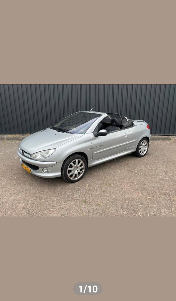 Peugeot 206 1.6 16V CC 2004 Quick Silver Grijs met 96000 km, Auto's, Voorwielaandrijving, Stof, 4 cilinders, Cabriolet