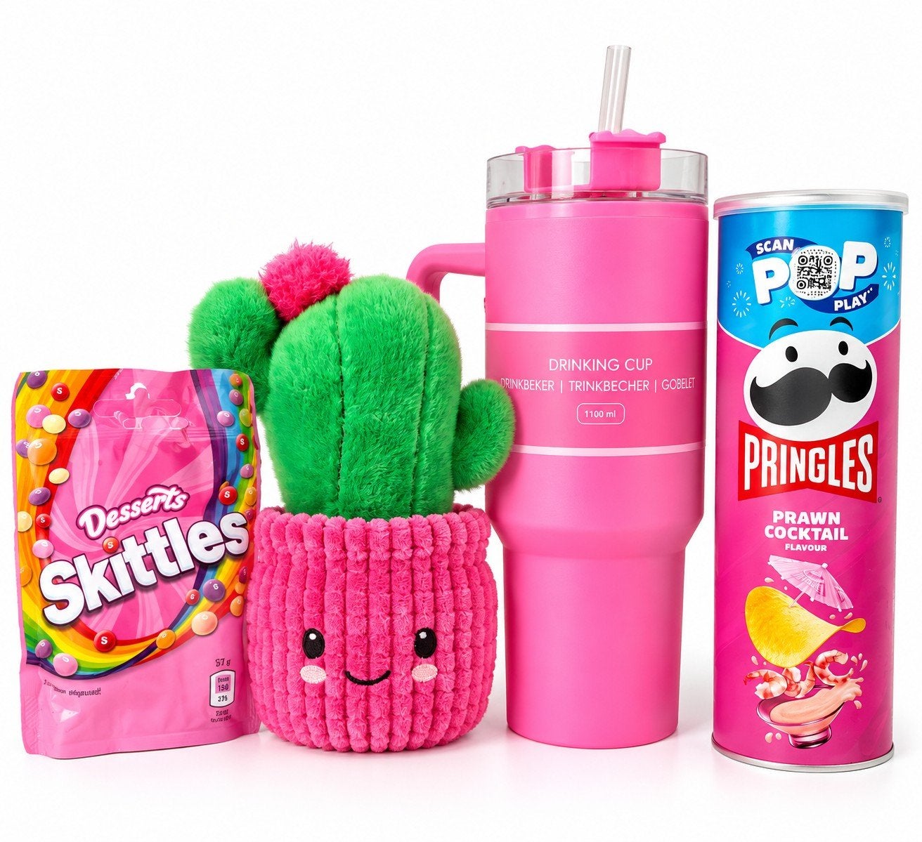 Roze Snack & Sip Cadeauset | Sinterklaas cadeau voor haar, Info@rozecadeautjes.nl, Nieuw, RozeCadeautjes.nl, Ophalen of Verzenden