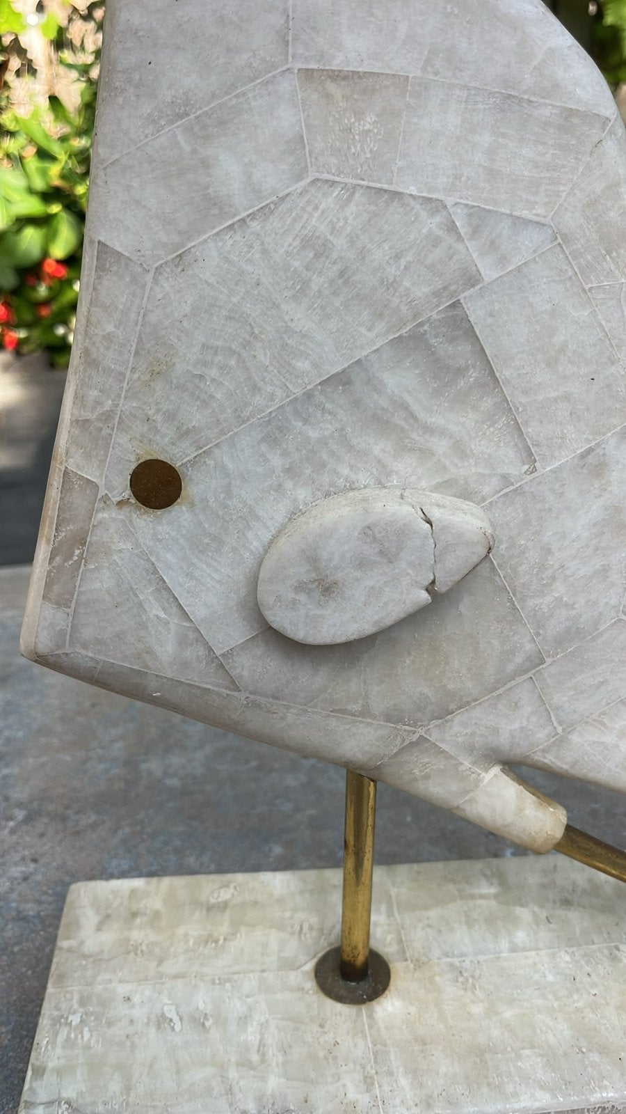 Vintage Tessellated Stone Maanvis Sculptuur, Antiek en Kunst, Ophalen of Verzenden