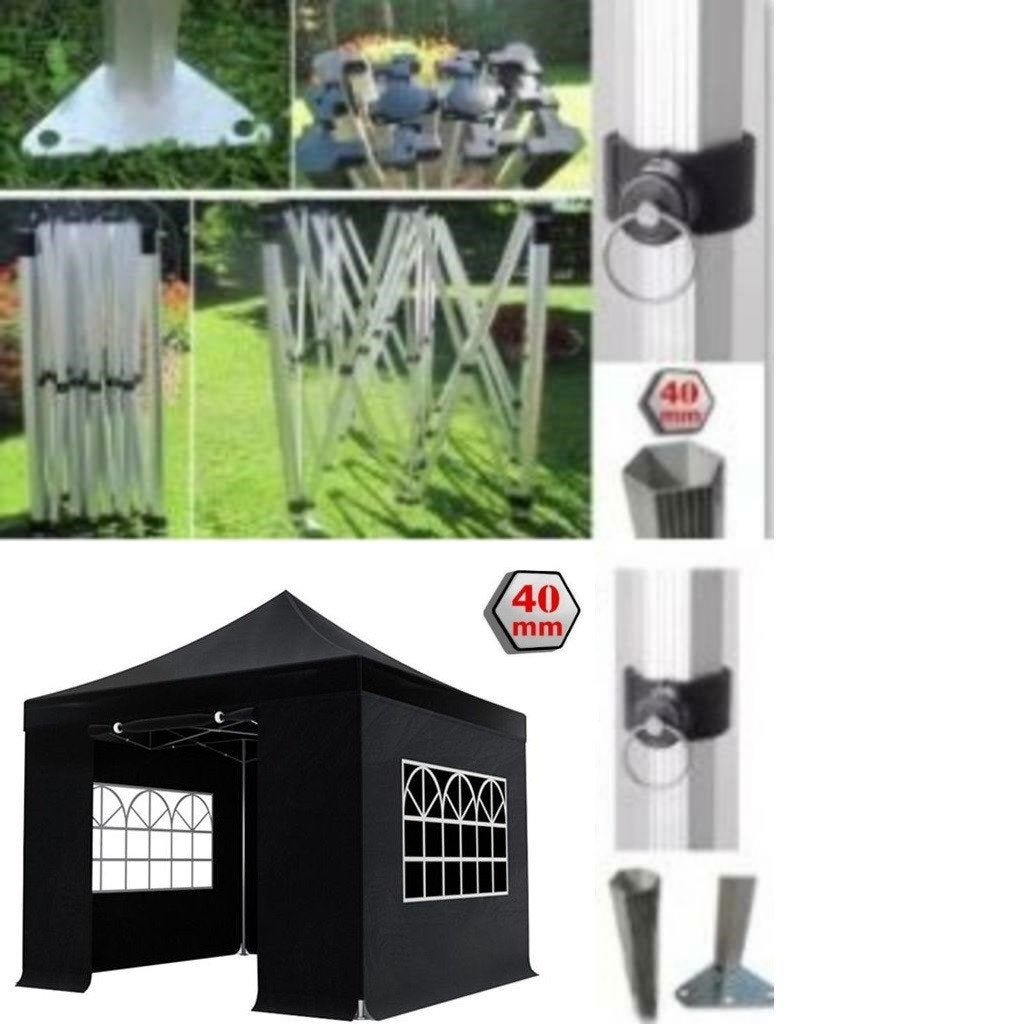 Easy Up Vouwtent Marktkraam 3x3m Hexagon-Frame 32kg Zwart, Tuin en Terras, Partytenten, Opvouwbaar, Partytent, Nieuw, Minder dan 5 meter