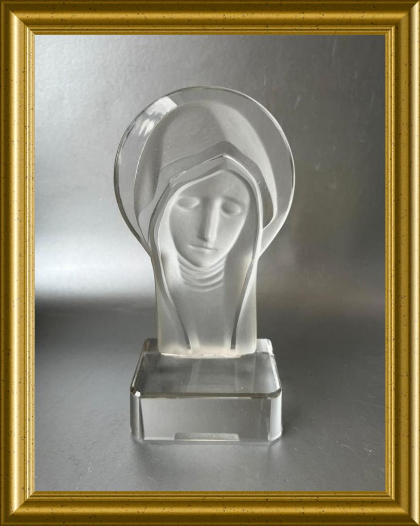 Mooie glazen Maria buste, frosted glas, Antiek en Kunst, Antiek | Glas en Kristal, Ophalen of Verzenden