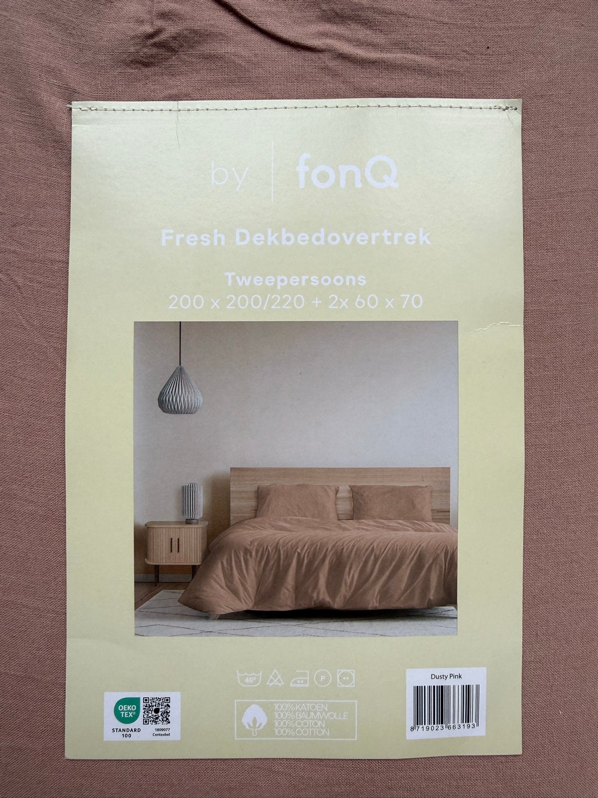 FonQ Fresh Dekbedovertrek Dusty Pink 200x200/220 Katoen, Dekbedovertrek, Katoen, Ophalen of Verzenden, Overige merken