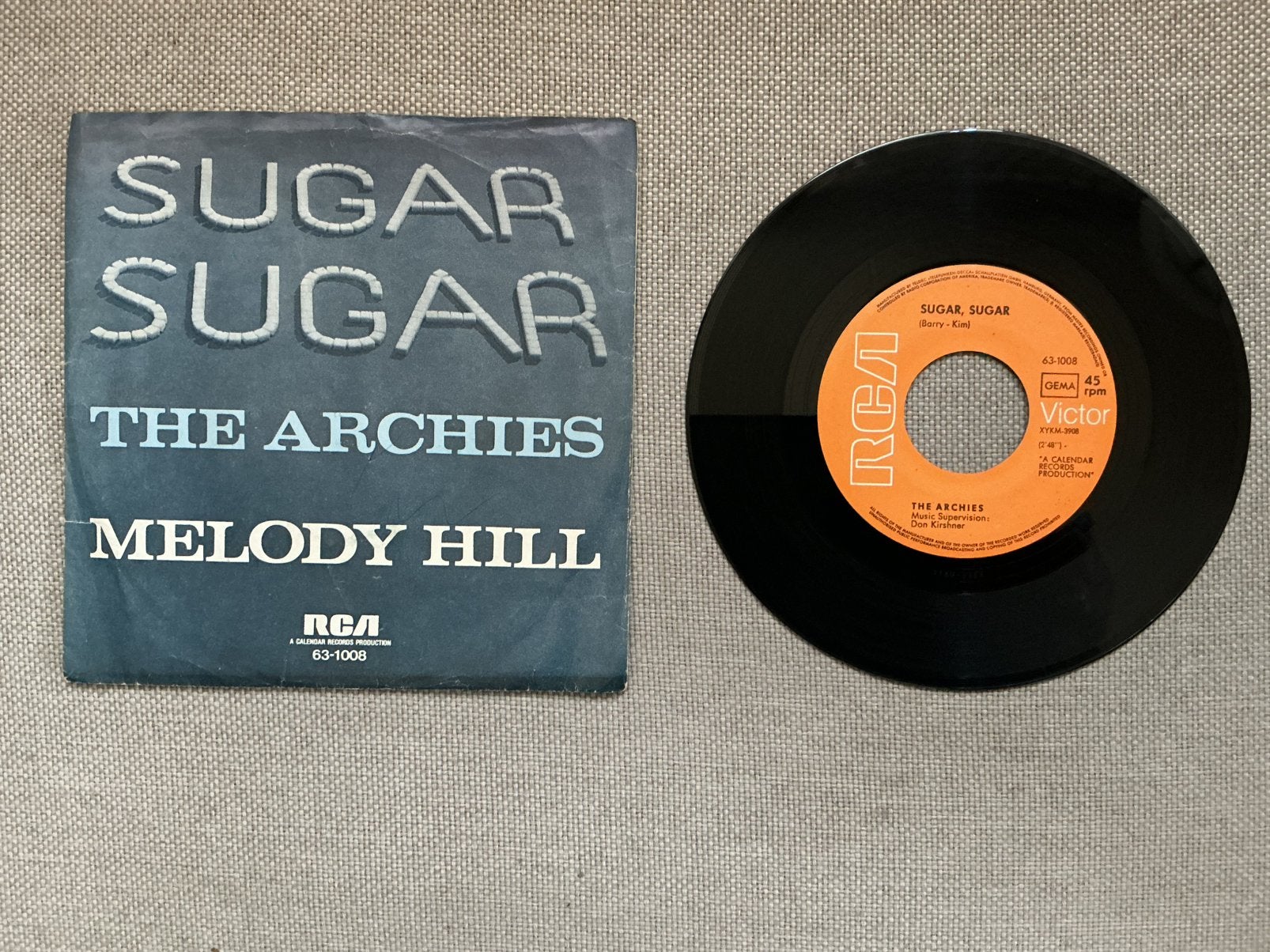 The Archies single vinyl. Sugar Sugar., Ophalen of Verzenden, Gebruikt, Overige formaten