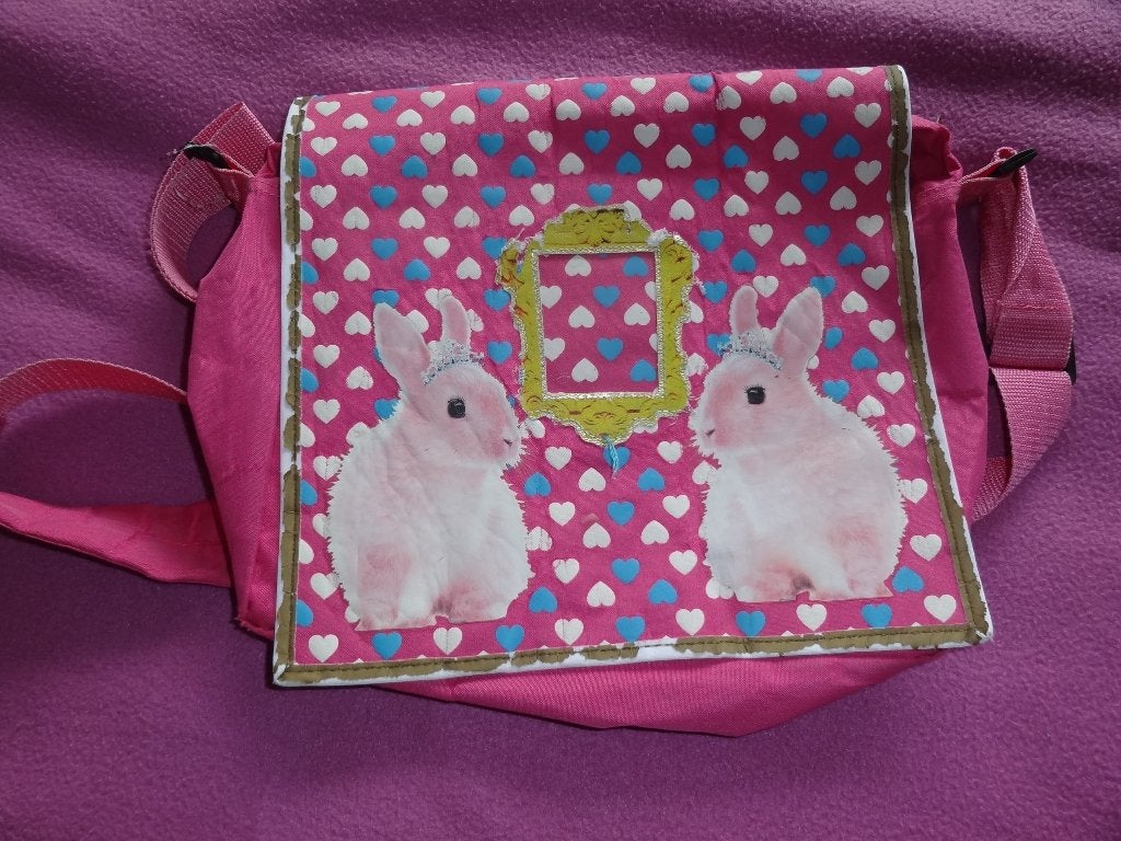 schooltas met konijnen, Gebruikt, Minder dan 30 cm, Ophalen of Verzenden, Roze