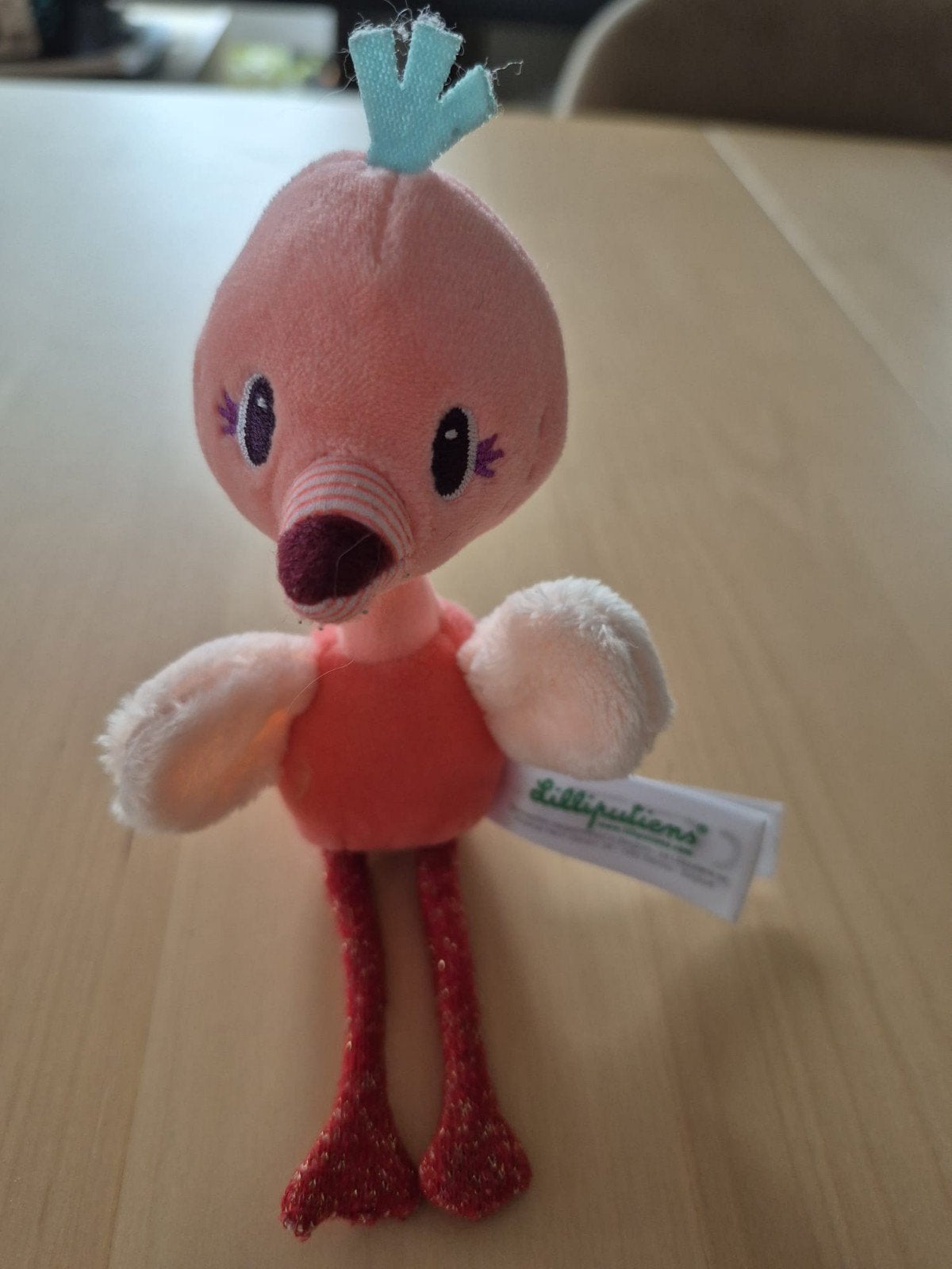 Lilliputiens knuffel vogel roze met label, Overige merken, Overige karakters, Overige typen, Ophalen of Verzenden