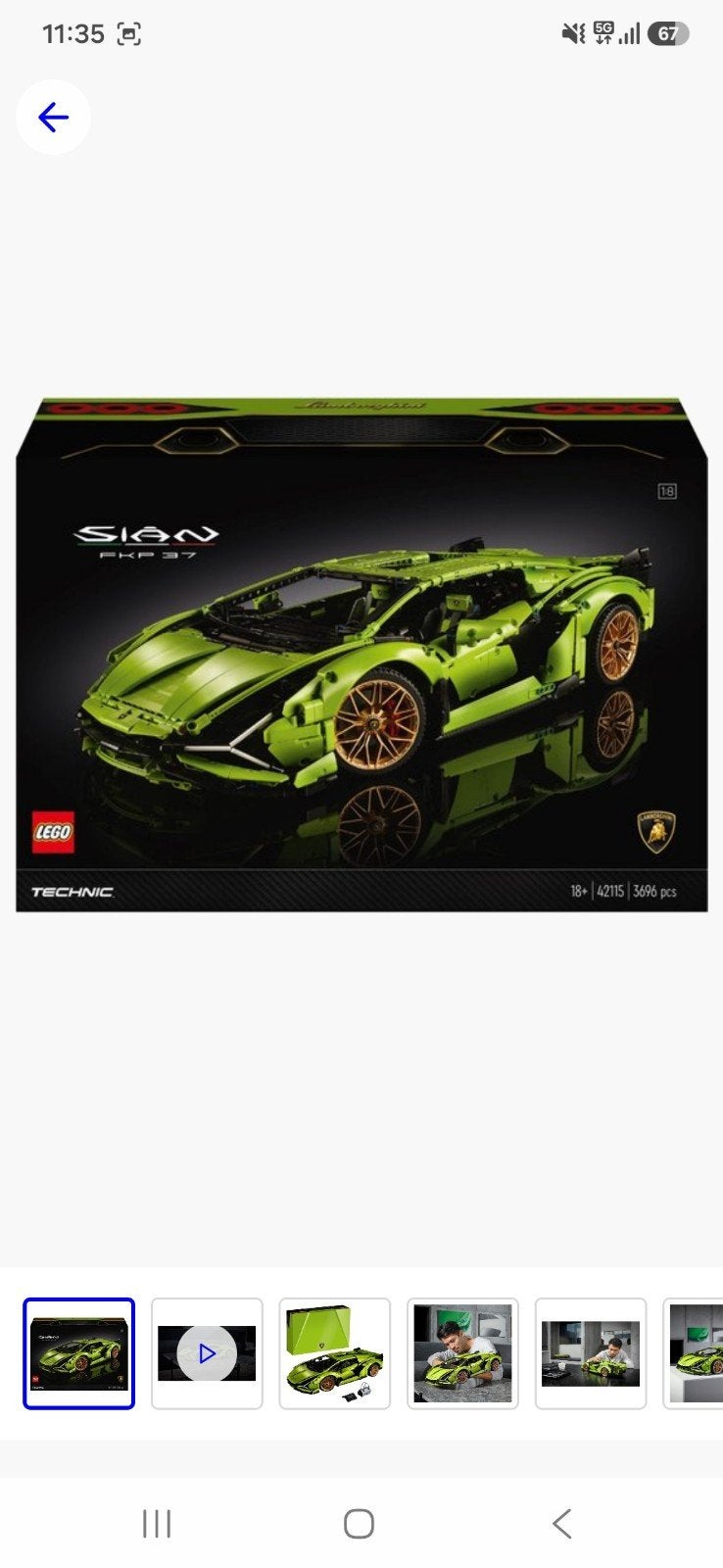 Lego technic 42115 nieuw geseald lamborghini sian, Ophalen of Verzenden, Nieuw