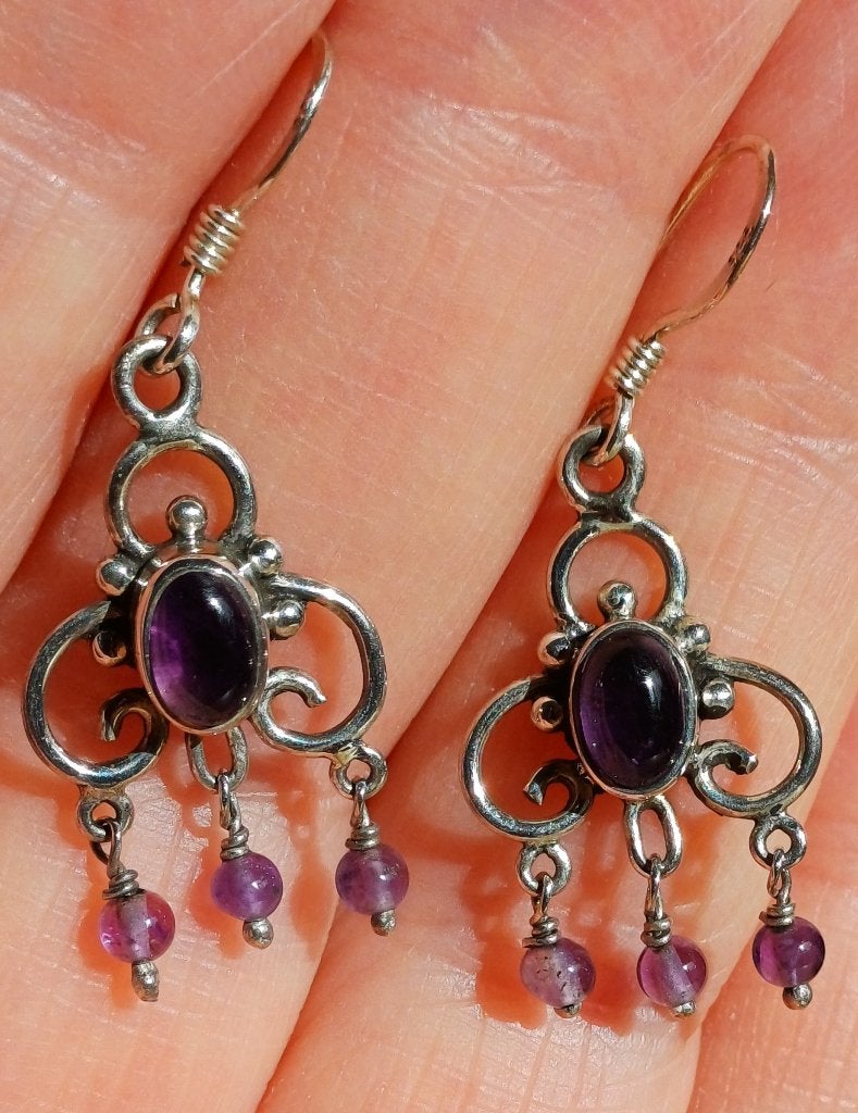 Zilveren oorbellen met AMETHIST edelstenen, Sieraden, Tassen en Uiterlijk, Hangers, Paars, Nieuw, Ophalen of Verzenden