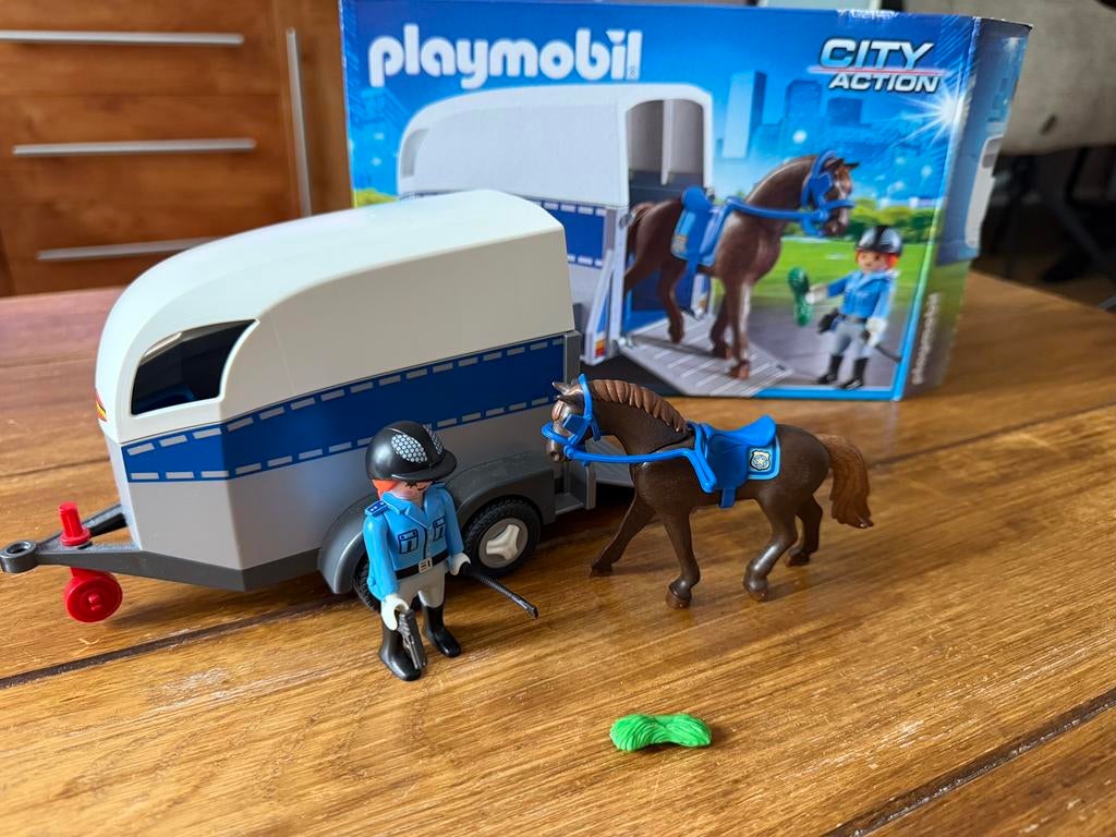 PLAYMOBIL City Action Bereden politie met trailer 6922, Ophalen of Verzenden, Zo goed als nieuw